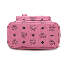 将图像加载到图库查看器中，MCM Visetos Side Studded Backpack PinkMMK3AVE41PK001 Leather Canvas
