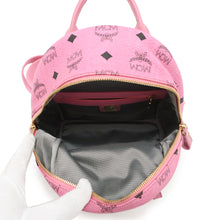 将图像加载到图库查看器中，MCM Visetos Side Studded Backpack PinkMMK3AVE41PK001 Leather Canvas
