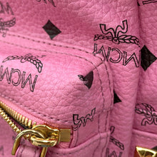 将图像加载到图库查看器中，MCM Visetos Side Studded Backpack PinkMMK3AVE41PK001 Leather Canvas
