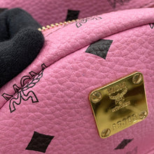 将图像加载到图库查看器中，MCM Visetos Side Studded Backpack PinkMMK3AVE41PK001 Leather Canvas
