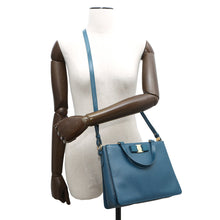 Load image into Gallery viewer, Ferragamo Vara Ribbon 2way Bag Blue21E298 Leather

