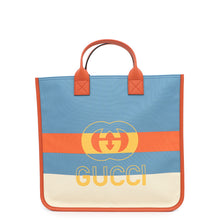 Load image into Gallery viewer, GUCCI Interlocking G Tote Bag Blue/Orange/White550763 Leather Nylon
