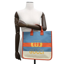 Load image into Gallery viewer, GUCCI Interlocking G Tote Bag Blue/Orange/White550763 Leather Nylon
