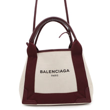 Load image into Gallery viewer, BALENCIAGA NavyCabas Natural/Bordeaux390346 Canvas Leather Size XS
