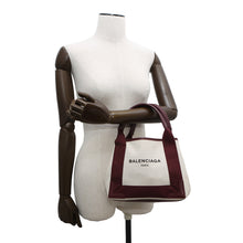 Load image into Gallery viewer, BALENCIAGA NavyCabas Natural/Bordeaux390346 Canvas Leather Size XS
