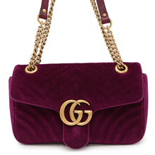 将图像加载到图库查看器中，GUCCI GG Marmont ChainShoulder Bag Purple443497 Velour Leather
