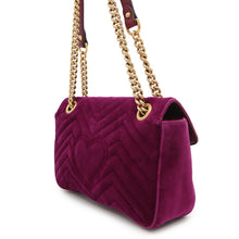 将图像加载到图库查看器中，GUCCI GG Marmont ChainShoulder Bag Purple443497 Velour Leather
