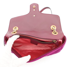 将图像加载到图库查看器中，GUCCI GG Marmont ChainShoulder Bag Purple443497 Velour Leather
