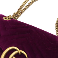将图像加载到图库查看器中，GUCCI GG Marmont ChainShoulder Bag Purple443497 Velour Leather
