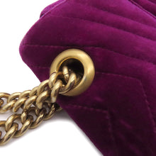 将图像加载到图库查看器中，GUCCI GG Marmont ChainShoulder Bag Purple443497 Velour Leather
