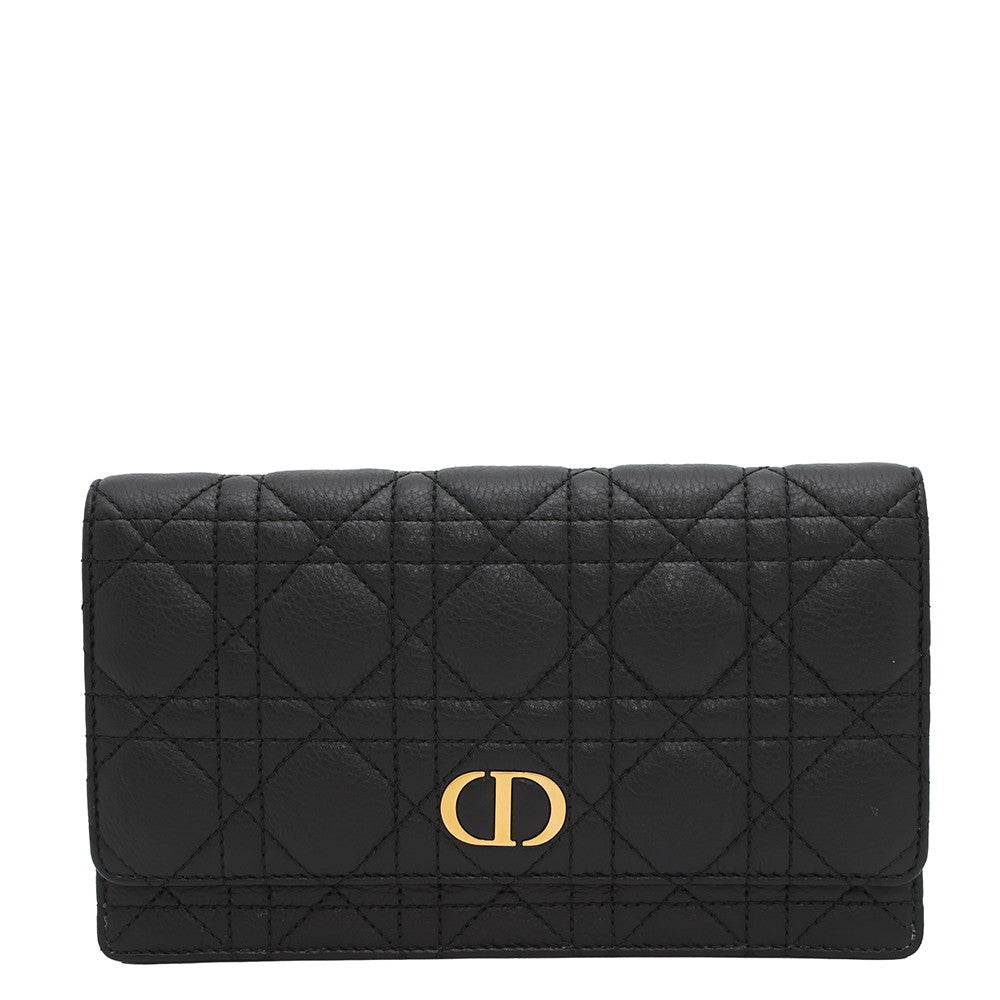 Dior ★Caro Cannage Chain Wallet BlackS5134UWHC_M900 Leather