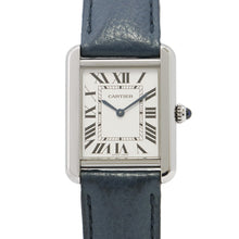 将图像加载到图库查看器中，CARTIER Tank SoloSM H31mm×W24.4mm Stainless Steel Leather Silver DialWSTA0030
