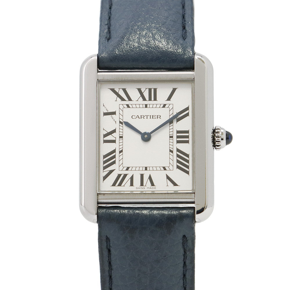 CARTIER Tank SoloSM H31mm×W24.4mm Stainless Steel Leather Silver DialWSTA0030