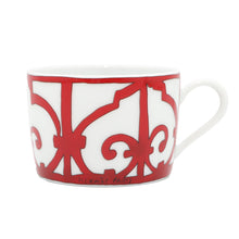 Load image into Gallery viewer, HERMES Guadalquivir Cup &amp; Saucer 2 Customer Set White/Red Porcelain
