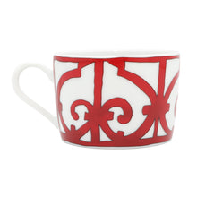 Load image into Gallery viewer, HERMES Guadalquivir Cup &amp; Saucer 2 Customer Set White/Red Porcelain
