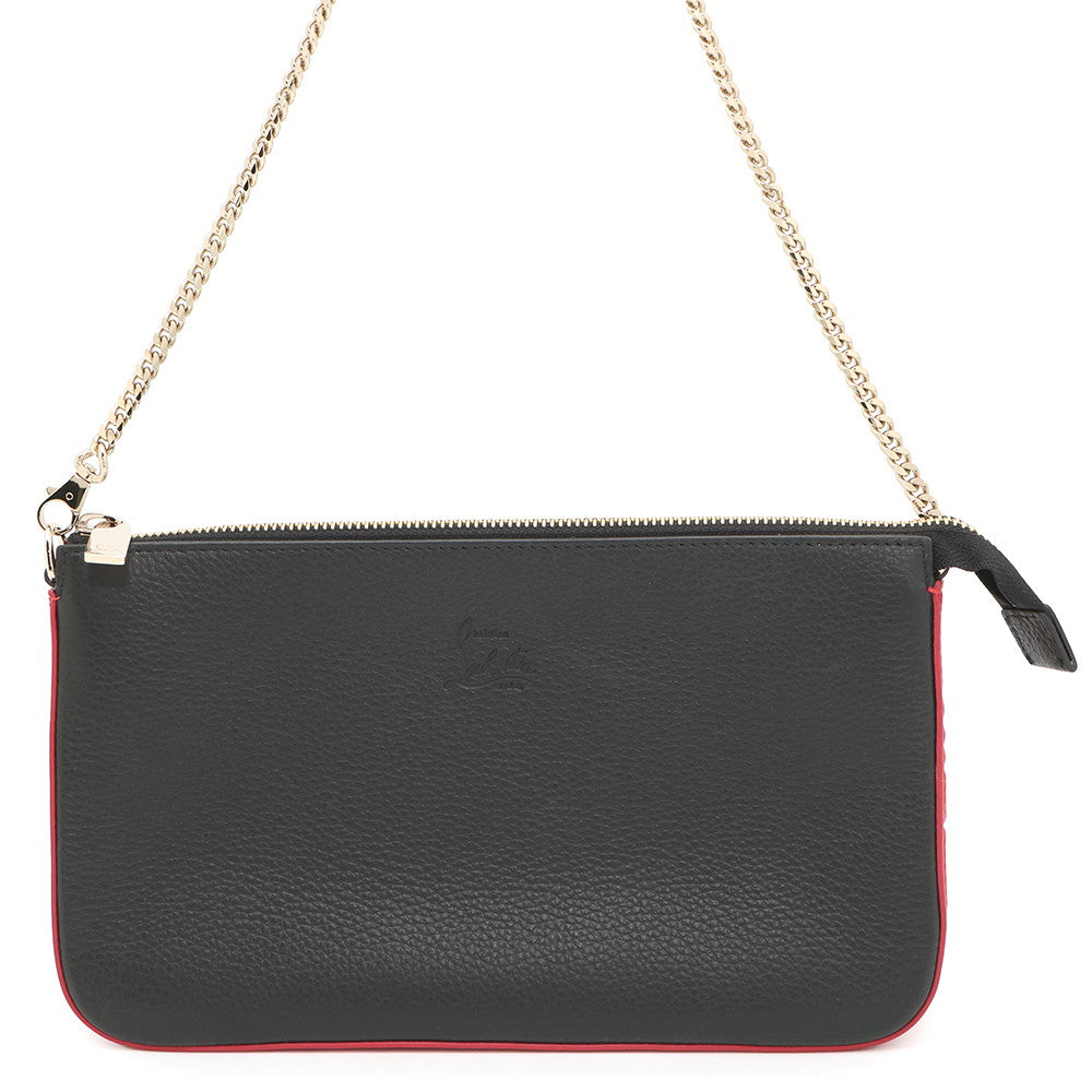 Christian Louboutin LOUBILA Chain Shoulder Bag Black/Red1225230 Calf Leather