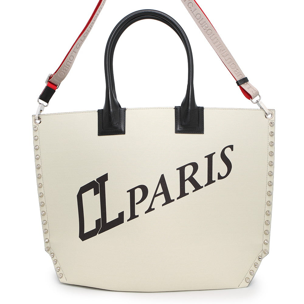 Christian Louboutin CABALOU 2WAY Tote Bag CL PARIS Goose/Black/Red1235460 Canvas Leather