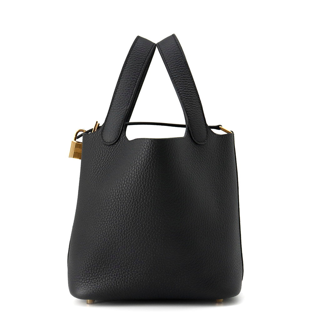 HERMES Picotin Lock Black Taurillon Clemence Size PM