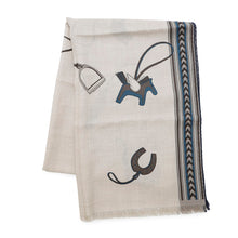 Load image into Gallery viewer, HERMES Rectangle Egrigri Men&#39;s Stole Gris Cine/Ciel/Blue Cashmere70% Silk30%

