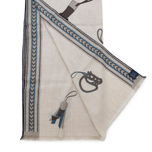 Load image into Gallery viewer, HERMES Rectangle Egrigri Men&#39;s Stole Gris Cine/Ciel/Blue Cashmere70% Silk30%
