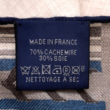 Load image into Gallery viewer, HERMES Rectangle Egrigri Men&#39;s Stole Gris Cine/Ciel/Blue Cashmere70% Silk30%

