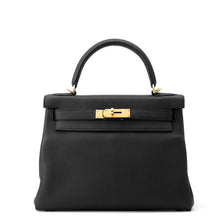 Load image into Gallery viewer, HERMES Kelly Retourne Black Togo Leather Size 28
