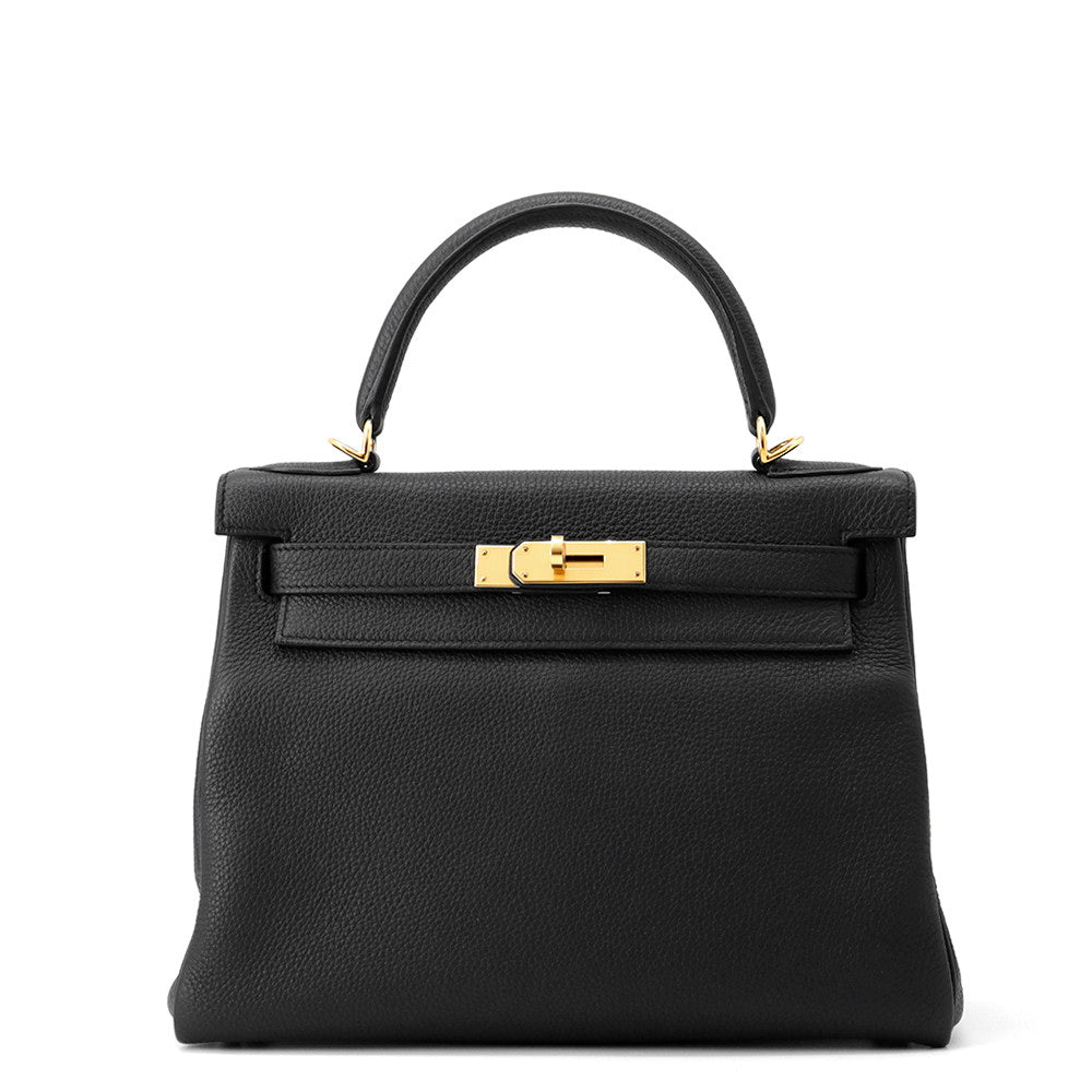 HERMES Kelly Retourne Black Togo Leather Size 28