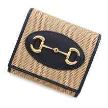 Load image into Gallery viewer, GUCCI Horsebit compact wallet Beige/Navy621891 Canvas/Leather
