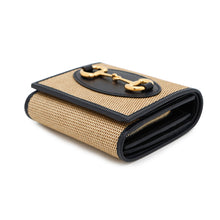 Load image into Gallery viewer, GUCCI Horsebit compact wallet Beige/Navy621891 Canvas/Leather
