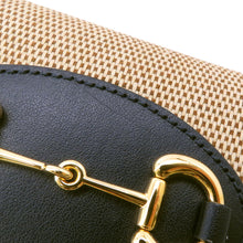 Load image into Gallery viewer, GUCCI Horsebit compact wallet Beige/Navy621891 Canvas/Leather
