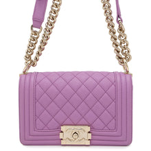 Load image into Gallery viewer, CHANEL Matelasse Boy Chanel Shoulder Bag PurpleA67085 Caviar Leather Size Small
