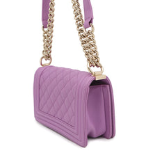 Load image into Gallery viewer, CHANEL Matelasse Boy Chanel Shoulder Bag PurpleA67085 Caviar Leather Size Small
