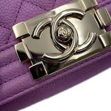 Load image into Gallery viewer, CHANEL Matelasse Boy Chanel Shoulder Bag PurpleA67085 Caviar Leather Size Small
