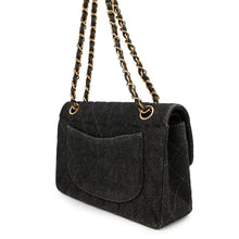 将图像加载到图库查看器中，CHANEL Matelasse W flap WChainShoulder Bag BlackA01113 Denim Size 23
