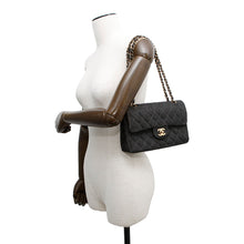 将图像加载到图库查看器中，CHANEL Matelasse W flap WChainShoulder Bag BlackA01113 Denim Size 23
