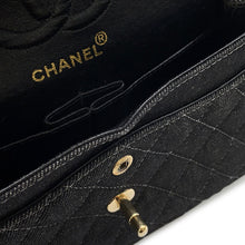将图像加载到图库查看器中，CHANEL Matelasse W flap WChainShoulder Bag BlackA01113 Denim Size 23
