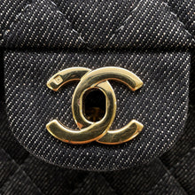 将图像加载到图库查看器中，CHANEL Matelasse W flap WChainShoulder Bag BlackA01113 Denim Size 23
