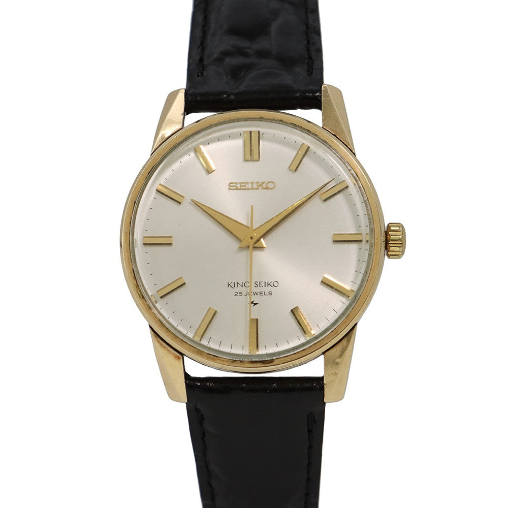 SEIKO King SEIKO W36mm Gold Plated Leather Silver Dial44-2000