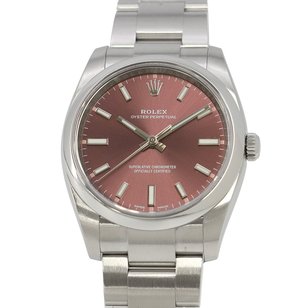 ROLEX Oyster Perpetual W34mm Stainless Steel Red Grape Dial114200