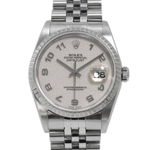将图像加载到图库查看器中，ROLEX Datejust W36mm Stainless Steel Ivory Con Pewter Dial16220
