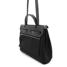 将图像加载到图库查看器中，HERMES Herbag zip Black Toile Military Vache Hunter Leather Size PM
