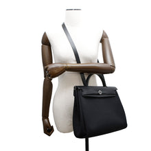 将图像加载到图库查看器中，HERMES Herbag zip Black Toile Military Vache Hunter Leather Size PM
