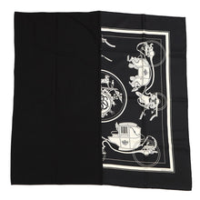 Load image into Gallery viewer, HERMES Kare H Hybrid Exlibris Size 90 Noir/Ecru Silk50% Wool 50%
