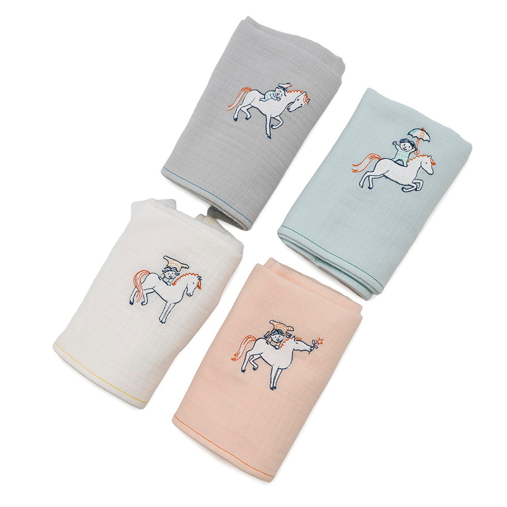 HERMES Gabriole Cotton Gauze 4-Piece Set Multicolor Cotton100%