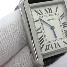将图像加载到图库查看器中，CARTIER Tank Solo SM H31mm×H24.4mm Stainless Steel Leather Silver DialWSTA0030
