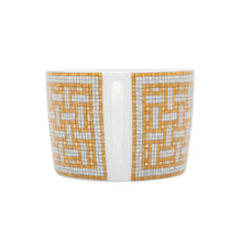 Load image into Gallery viewer, HERMES Mosaique Cup &amp; Saucer Set of 2 White/Yellow/Gold Porcelain

