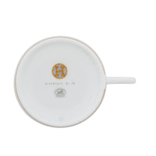 Load image into Gallery viewer, HERMES Mosaique Cup &amp; Saucer Set of 2 White/Yellow/Gold Porcelain
