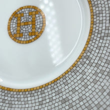 Load image into Gallery viewer, HERMES Mosaique Cup &amp; Saucer Set of 2 White/Yellow/Gold Porcelain
