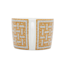 Load image into Gallery viewer, HERMES Mosaique Cup &amp; Saucer Set of 2 White/Yellow/Gold Porcelain
