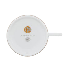 Load image into Gallery viewer, HERMES Mosaique Cup &amp; Saucer Set of 2 White/Yellow/Gold Porcelain
